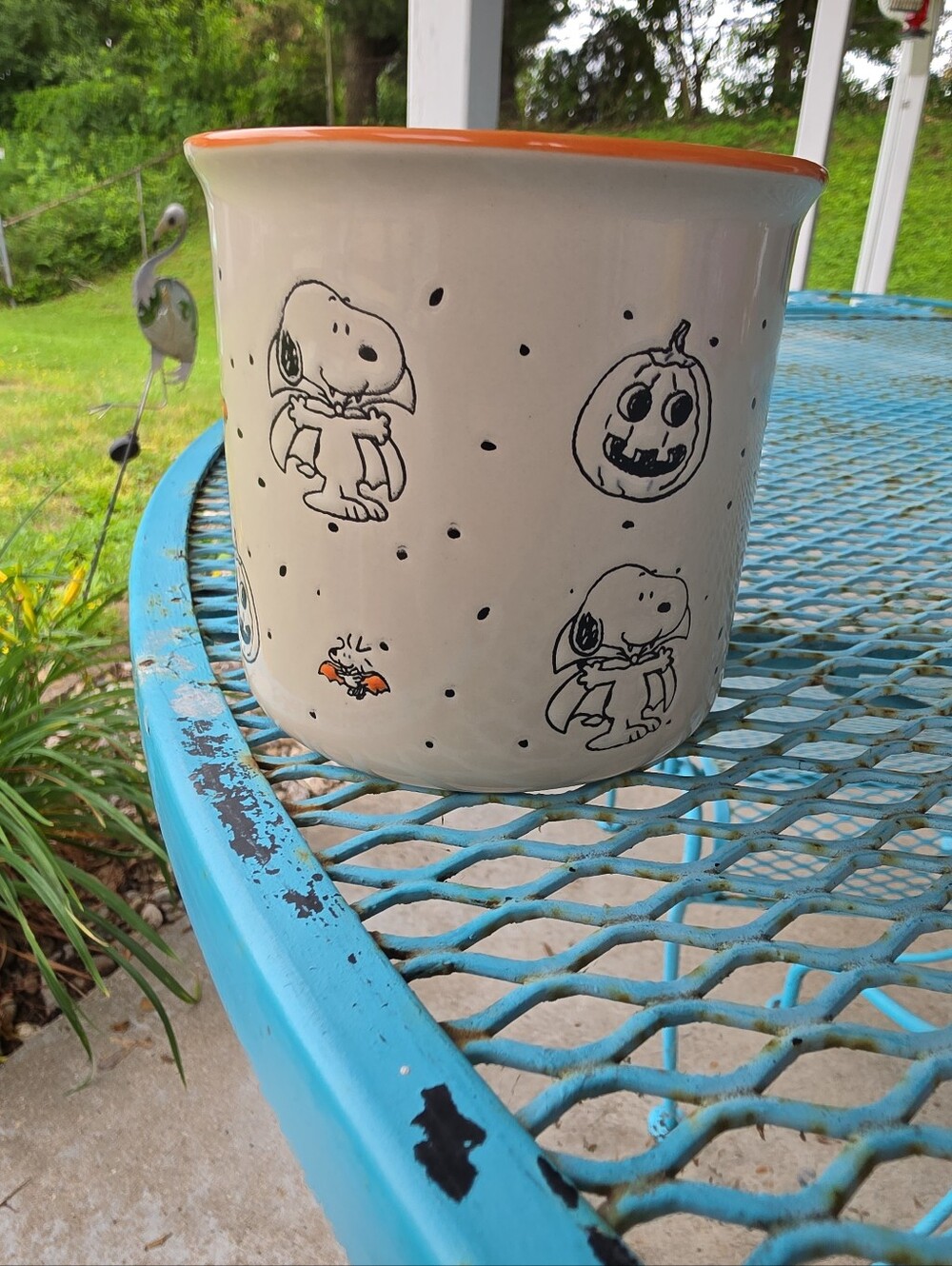 Large Peanuts Halloween Mug Snoopy Woodstock Ceramic by Gibson - Picture 3 of 7